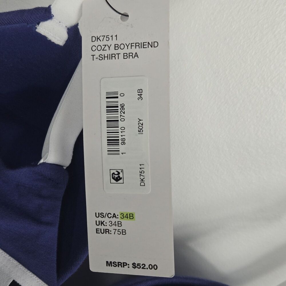 DKNY Women's Size 34B Blue White Cozy Boyfriend T Shirt Bra NWT - Picture 4 of 5